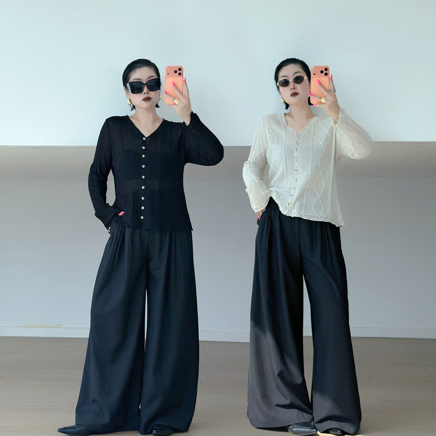 全脂家2026秋季韩系穿搭大码女装v领针织衫200斤胖mm别致长袖上衣