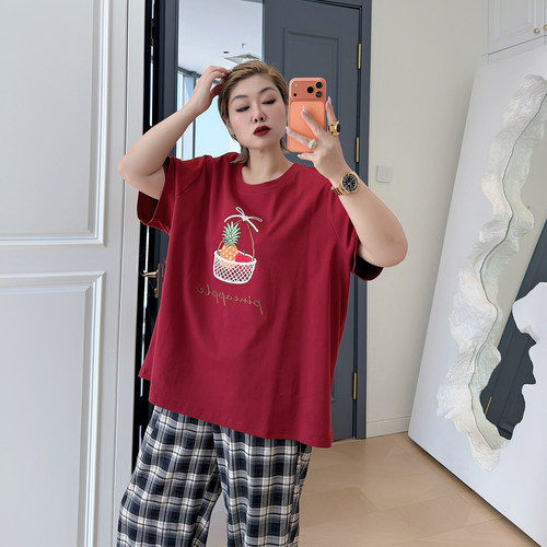 大码女装胖mm休闲风遮肉上衣