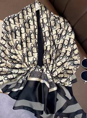 多伦迪奥2025新款爆款围巾真丝丝巾女百搭D家夏季ins桑蚕丝披巾女