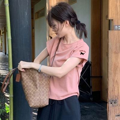 短袖t恤女夏季短款韩系小众印花