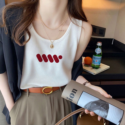 miu系别致印花白色背心女夏季