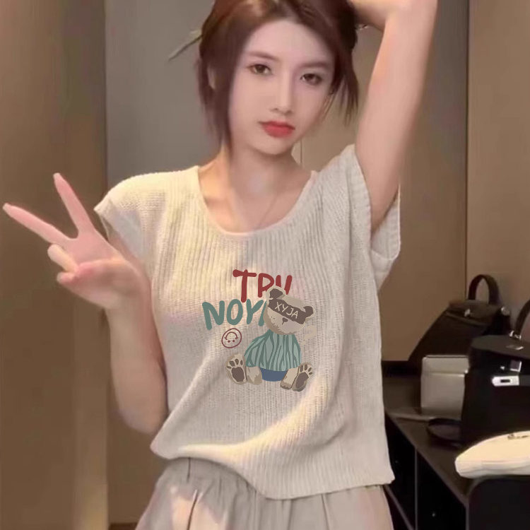 无袖坎肩t恤冰丝马甲背心女夏装设计感小众韩系短款针织打底上衣