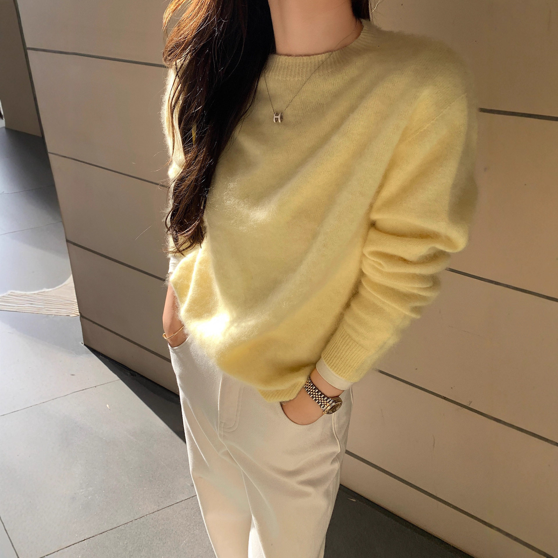 Danise高定 2025年秋季新品 云柔慕斯舒适奢感拉毛羊绒真丝上衣