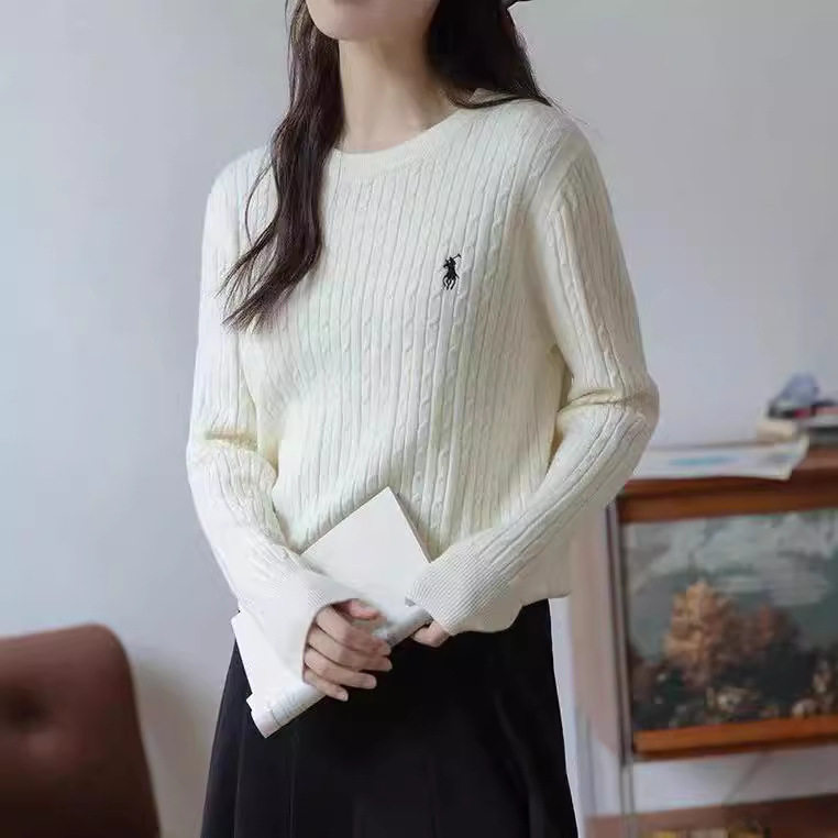 Danise高定 2024年秋季新品 软糯百搭麻花刺绣小马圆领针织毛衣