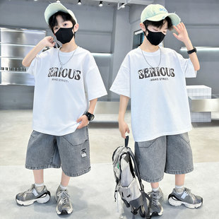 儿童男童夏装套装2026新款青少年夏款帅气男孩短袖短裤卡通夏季潮