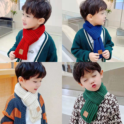 儿童围巾秋冬季亲子学生加厚小围巾女百搭保暖针织毛线可爱围脖