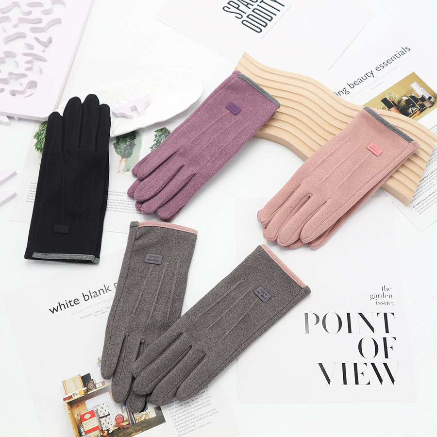 触控屏幕手套女百搭时尚韩版学生加绒加厚保暖骑车户外骑行防风寒