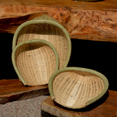 竹青皮竹簸箕淘米晾晒开口竹编筲箕收纳筐农家火锅店洗菜竹篮竹筛