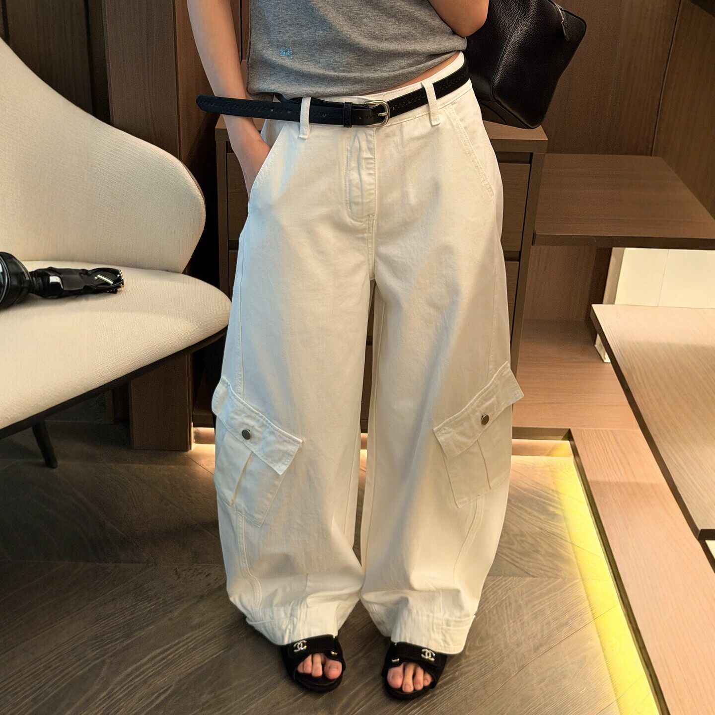 双口袋拖地工装阔腿裤女欧洲站2026春装新款欧货女装直筒休闲裤潮