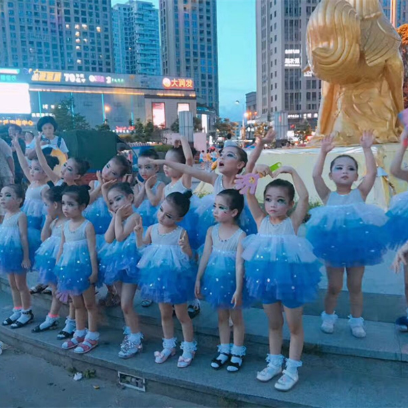 六一儿童舞蹈服蓬蓬裙舞蹈纱裙幼儿园表演服女童舞蹈演出服装夏季