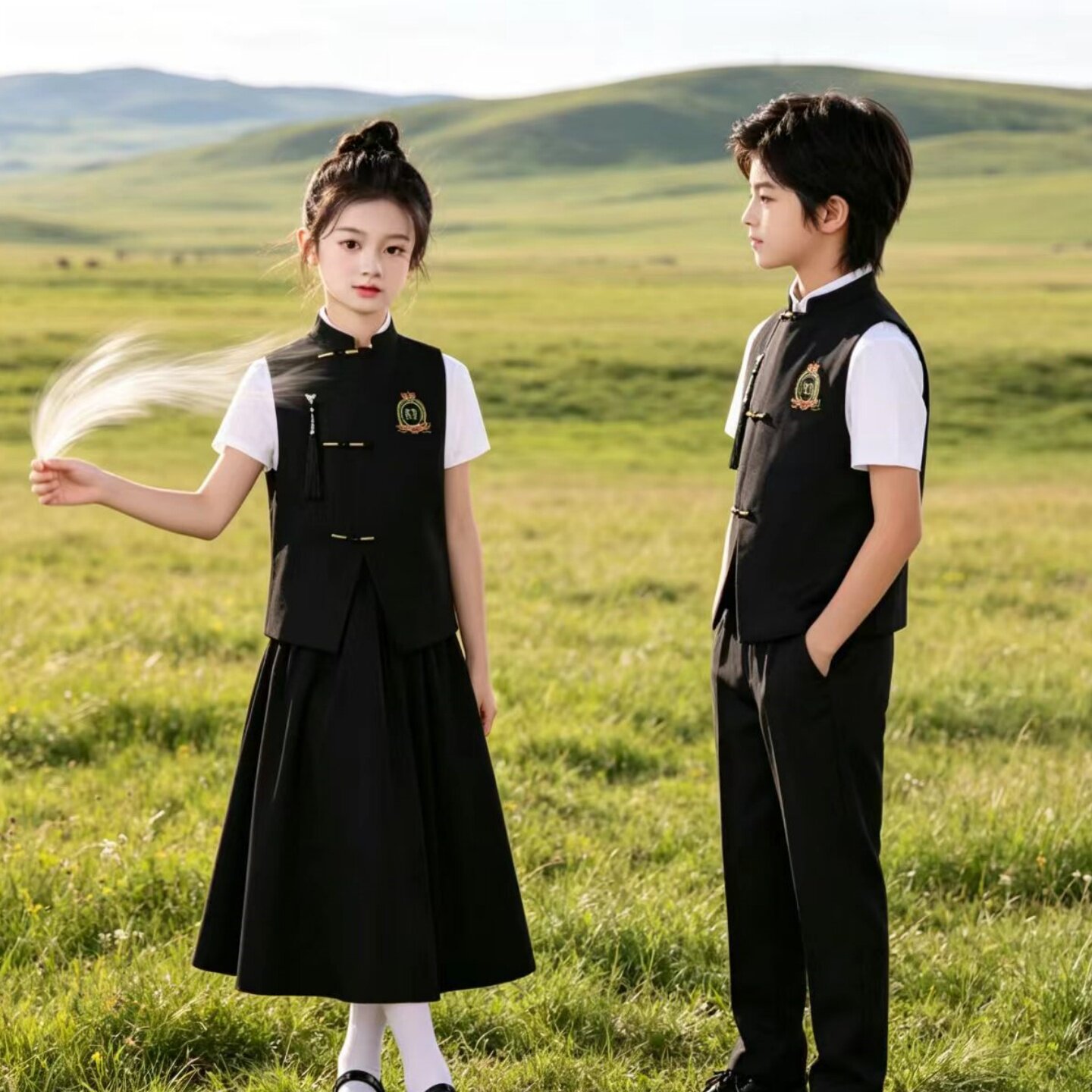 六一儿童合唱演出服新中式小学生班服男女大合唱团表演学院风校服