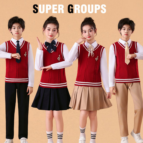 儿童合唱演出服男女表演服小学生诗歌訒表演服秋季套装学院风班服