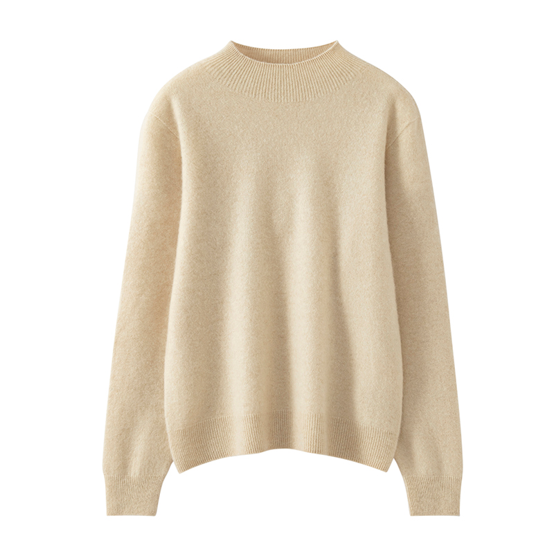 半高领羊绒衫女100山羊绒宽松