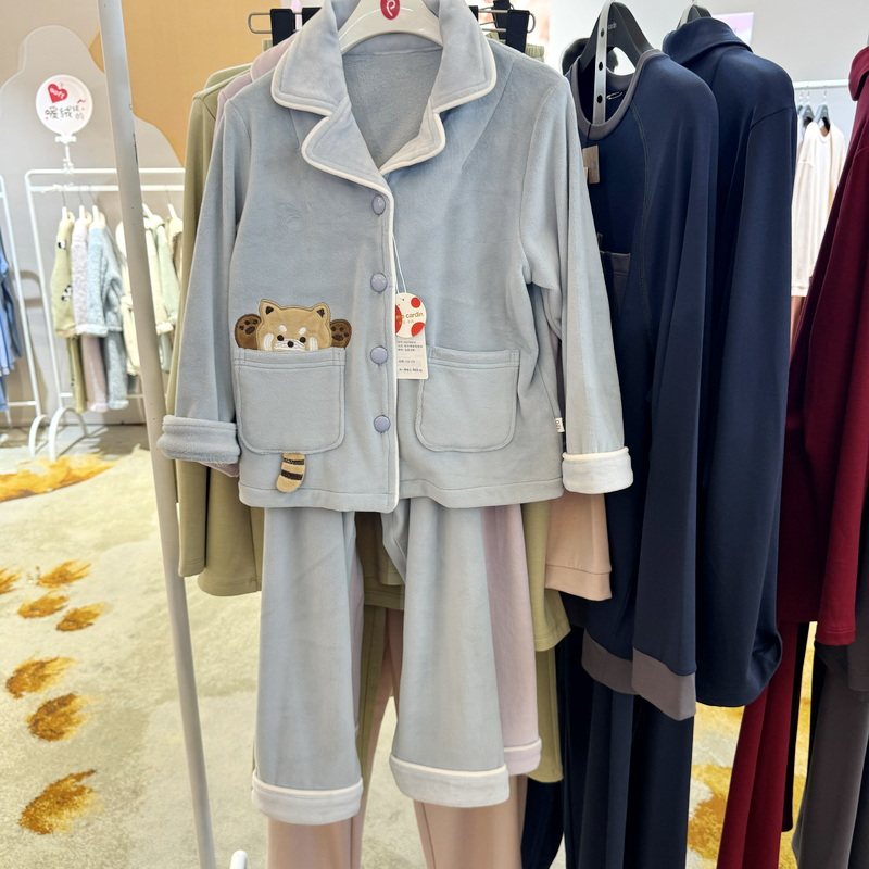 皮尔卡丹儿童内衣海岛绒男孩童加厚开襟家居服睡衣保暖套装290039