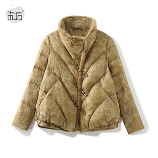 商场同款！原创大牌奢华水貂毛立领保暖御寒白鹅绒羽绒服短外套女