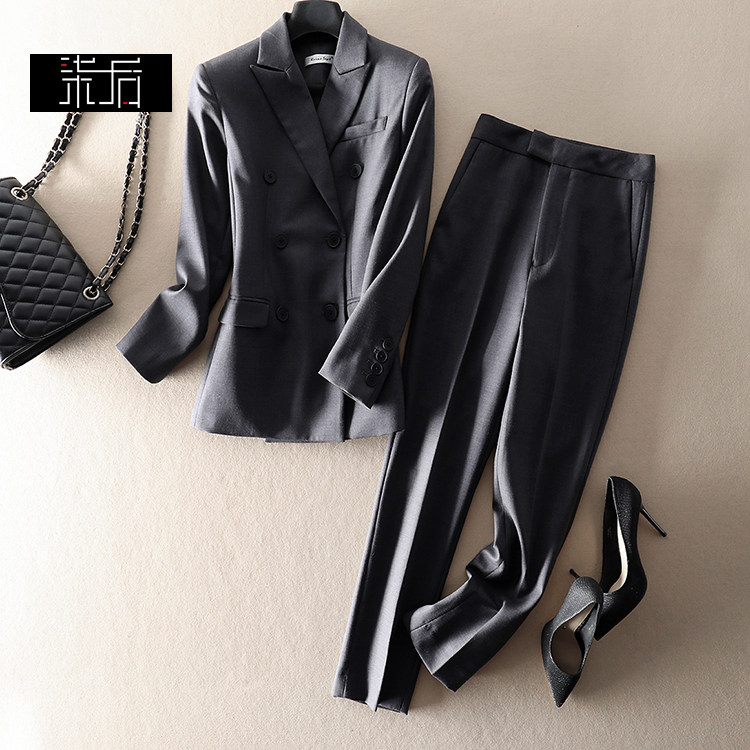 高级大牌气质有型双排扣收腰精纺细羊毛西装+烟管裤通勤职业套,女装/女士精品,时尚套装,淘宝优惠券,粉丝福利购,淘宝优惠卷