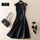 高级通勤立裁收腰显瘦精纺羊毛无袖 背心裙修身 大摆中长打底连衣裙