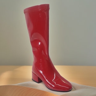 四季通用粗跟高筒靴瘦瘦弹力靴单靴小码模特走秀比赛舞台表演长靴
