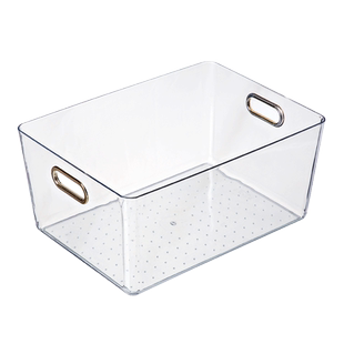 收纳盒厨房卫生间家用桌面收纳盒透明提手化妆品内衣盒长方形盒子