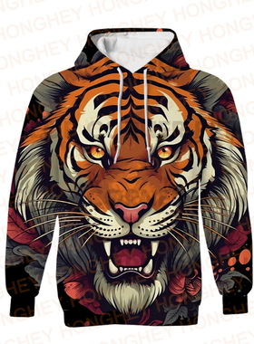Tigers Hoodies For Men Pullovers Autumn Animal Men's Hoodies
