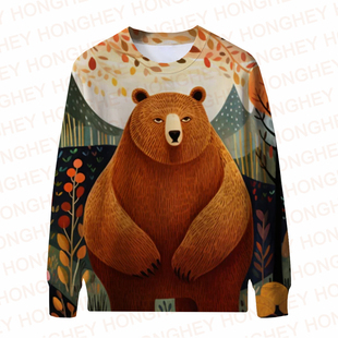 Women's Hoodies Round Neck Men's Cartoon Hoody Crewneck