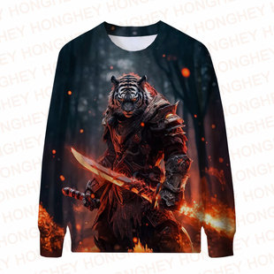 Men's Hoodies Crewneck Sublimation Animal Tigers Hoody Men