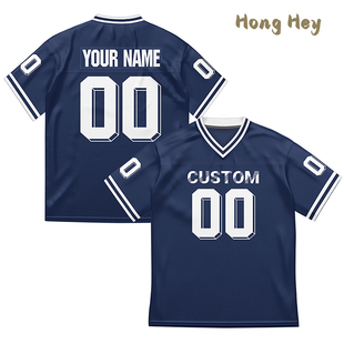 Free Customized Blue Football T-Shirts Green V Collar Jersey