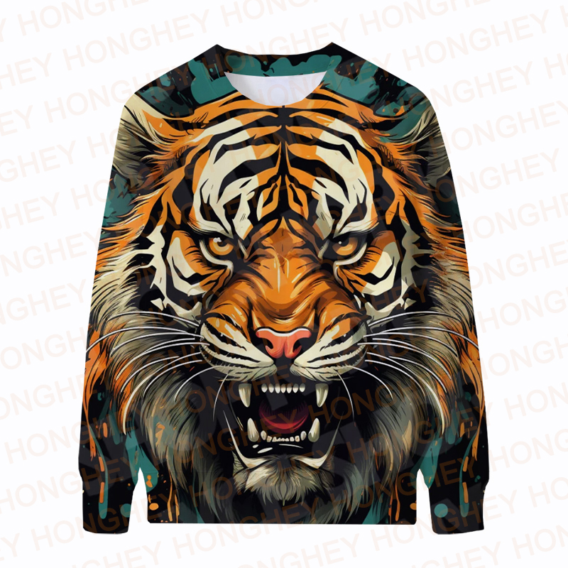 Tiger Sweatshirts For Men Crewneck Hoody Animal Men's Hoodie