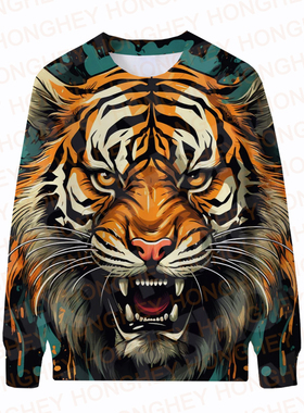 Tiger Sweatshirts For Men Crewneck Hoody Animal Men's Hoodie