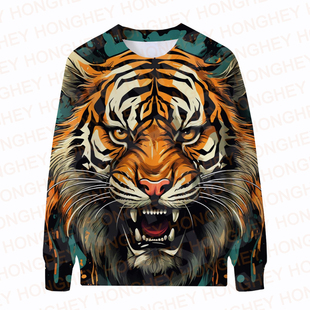 Tiger Sweatshirts For Men Crewneck Hoody Animal Men's Hoodie