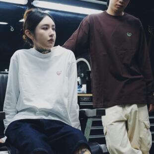 CHIUMOOK le6 LOGO 长袖T恤 白色 巧克力色