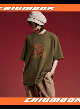 OSCILL  植绒芦苇叶全棉圆领T恤