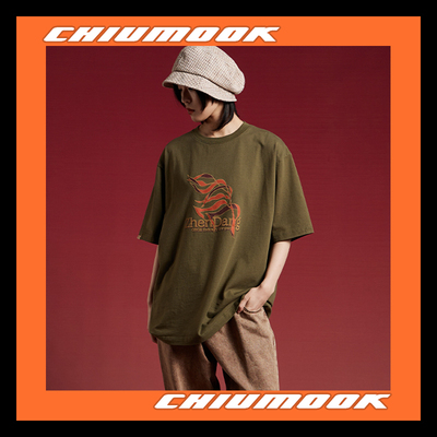 OSCILL  植绒芦苇叶全棉圆领T恤