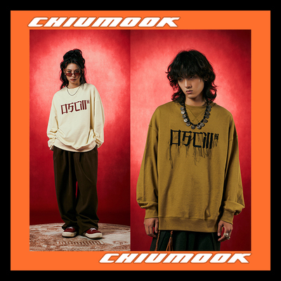 OSCILL  流苏笔画LOGO毛巾绣中式卫衣