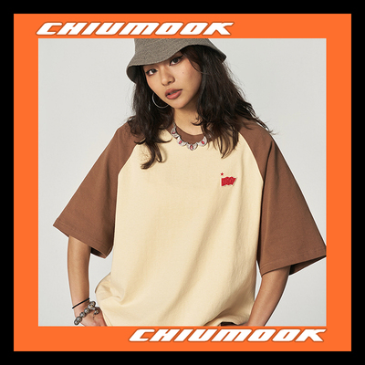 OSCill插肩袖绣标男女同款T恤