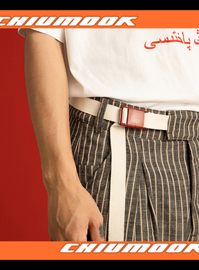 OSCILL  黑条纹宽松棉麻休闲长裤