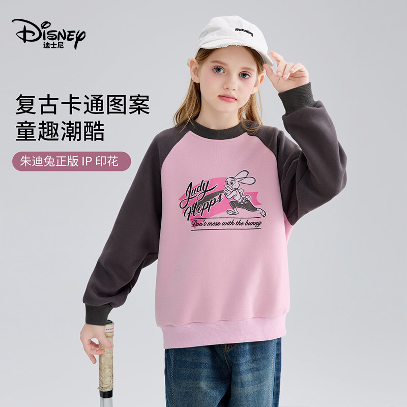 迪士尼女童加绒卡通卫衣秋冬