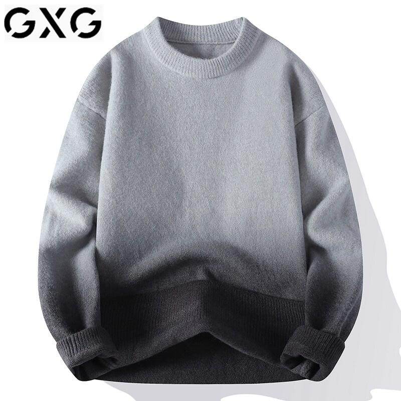 GXG圆领毛衣男秋冬季2025新款渐变色加绒保暖针织衫青年毛线衣潮,男装,针织衫/毛衣,淘宝优惠券,粉丝福利购,淘宝优惠卷