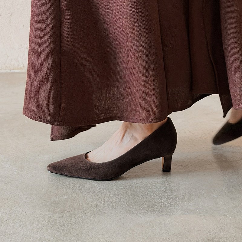 4.5cm法式气质方头浅口单鞋2026绒面猫跟通勤职业鞋一脚蹬单鞋女,女鞋,浅口单鞋,淘宝优惠券,粉丝福利购,淘宝优惠卷