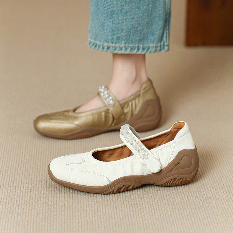 3cm低跟真皮一字带珍珠玛丽珍鞋女2026新款软皮软底方头浅口单鞋,女鞋,浅口单鞋,淘宝优惠券,粉丝福利购,淘宝优惠卷