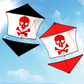 潍坊恒江骷髅陀螺风筝高档544伞布碳素专业拉背弓风筝