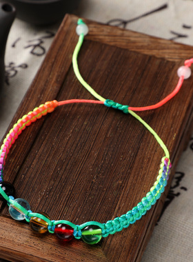 端午节本命年红绳单圈情侣民族风五彩绳手链招财纳福
