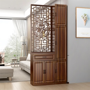 新中式屏风隔断客厅入户正对门遮挡进门双面酒柜鞋柜玄关柜一体