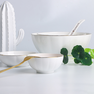 敏杨 碗碟套装骨瓷餐具创意陶瓷色拉碗西餐盘饭盘 骨瓷品味28头