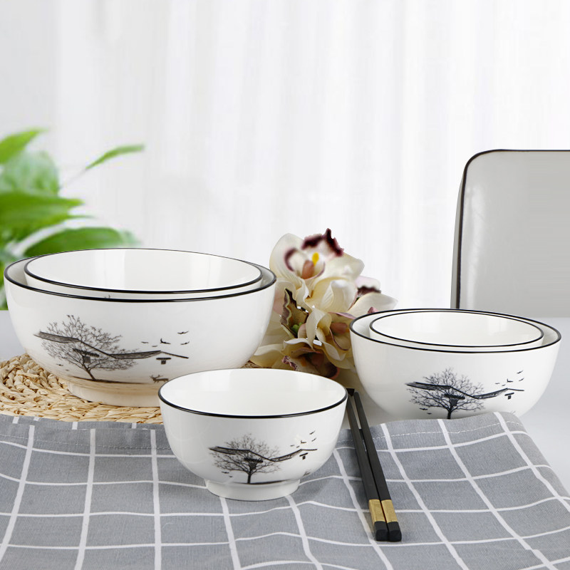 敏杨陶瓷碗家用饭碗送礼水墨江南系列餐具散瓷中式汤碗碟子菜盘,餐饮具,碗,淘宝优惠券,粉丝福利购,淘宝优惠卷
