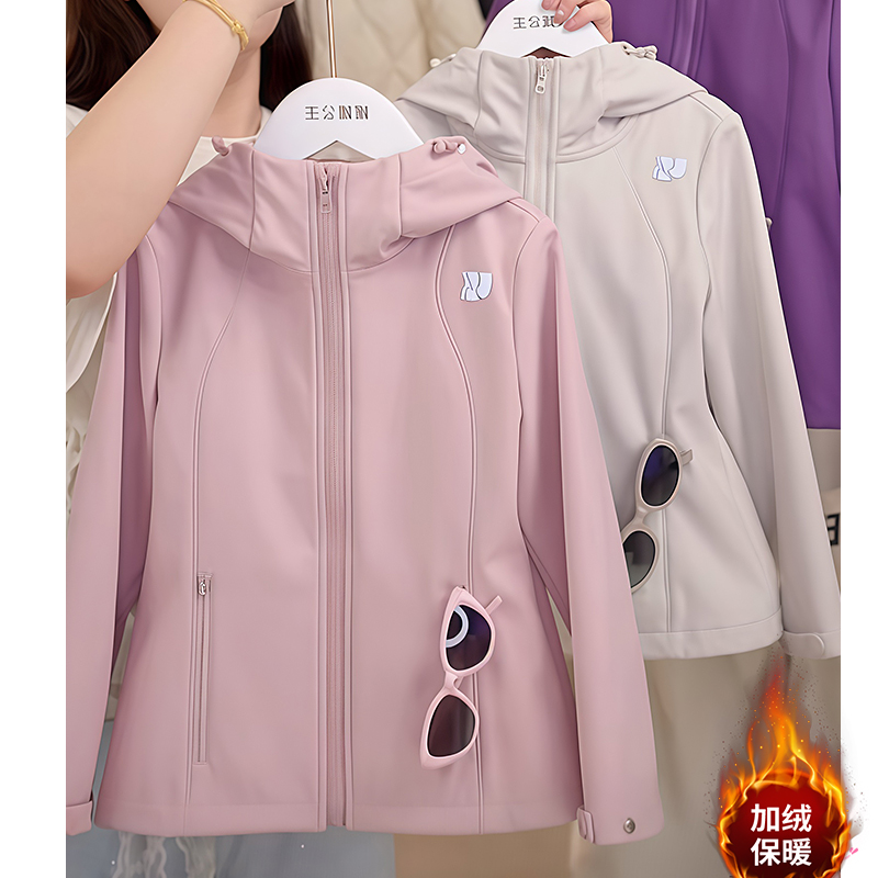 女童加绒冲锋衣外套2025新款秋冬加厚薄绒校服神器保暖一体奥利绒