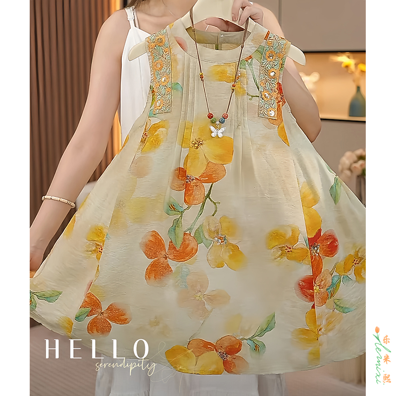 女童碎花背心连衣裙2025新款夏季无袖甜美度假风海边沙滩裙公主裙