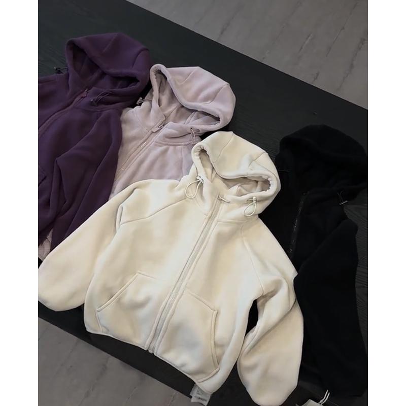 女童双面绒外套2025秋冬款奥利绒连帽校服神器内搭卫衣拉链绒衫