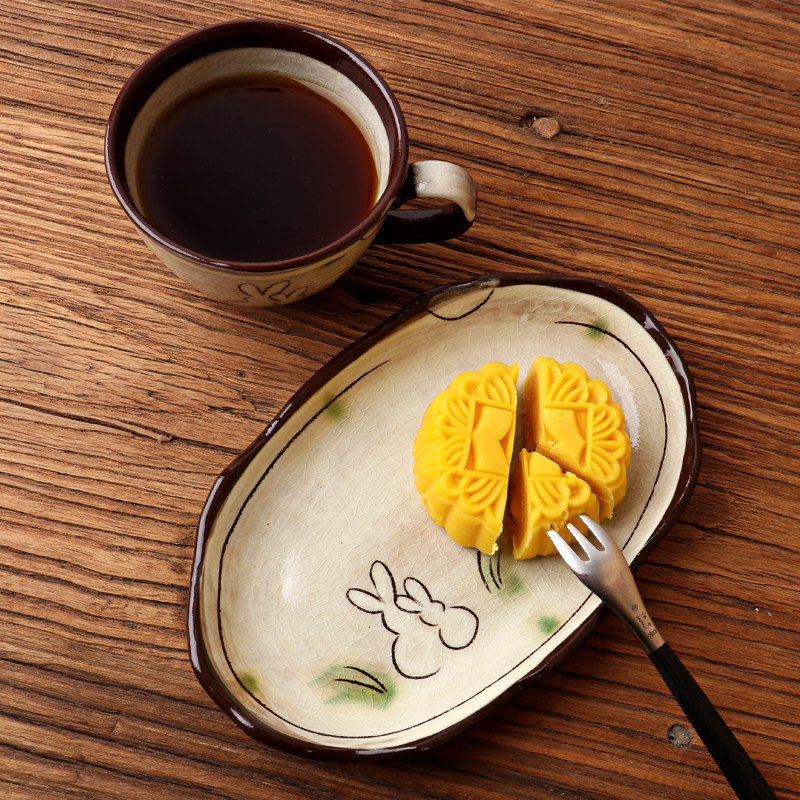 日本进口濑户烧 咖啡杯碟套装陶瓷冰裂纹手绘日式兔子杯女士精致,餐饮具,咖啡杯,淘宝优惠券,粉丝福利购,淘宝优惠卷