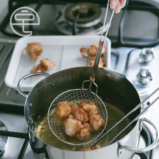 手工精品。日本制进口相泽工坊漏勺油炸漏网天妇罗厨房过滤网家用